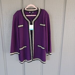 Ming Wang Heritage Fit Chain Trim Knit Jacket Plus Size 3X Women Classic